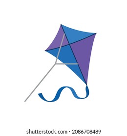 Purple blue A diamond-shaped kite with a tail emoji vector illustration