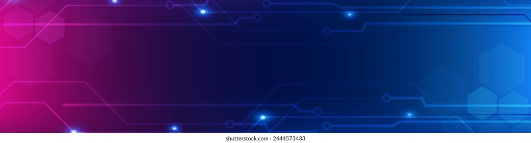Purple Blue Digital technology banner. Futuristic banner for various design projects such as websites, presentations, print materials, social media posts 