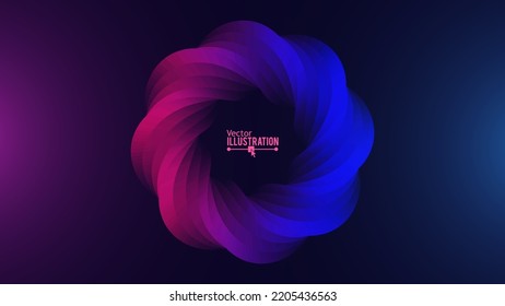 Purple Blue Dynamic Round Shape. Abstract Modern Graphic Design Element. Geometric Symbol. Colorful Gradient Blend Design. Creative Vector Template. Impossible Circle Sign. Colorful Twisted Torus.