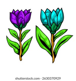 purple and blue flower illustration for nature themed graphic design