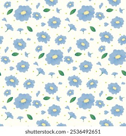 Purple or blue flower seamless background. Floral pattern wallpaper. Pattern for wallpaper, fabric and scrapbook. Vector illustration.