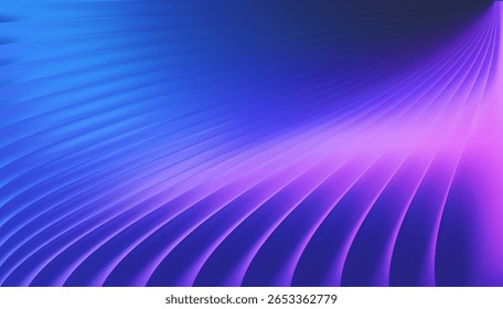 Purple and blue fluid gradation background with abstract gradient color patterns. Soft dark mesh texture with neon light effects for modern designs. Pastel liquid iridescent waves. Vector Illustration