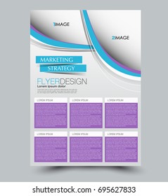 Purple and blue flyer vector design template set. Business brochure. Annual report or magazine cover