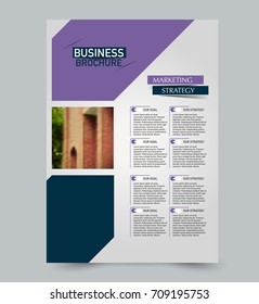 Purple and blue flyer vector design template set. Business brochure. Annual report or magazine cover.