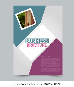 Purple and blue flyer vector design template set. Business brochure. Annual report or magazine cover.