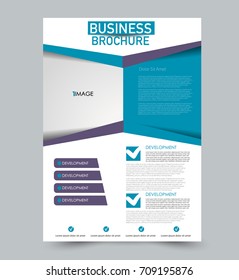 Purple and blue flyer vector design template set. Business brochure. Annual report or magazine cover.