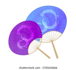 purple and blue funs, called japanese Uchiwa, illustration vector