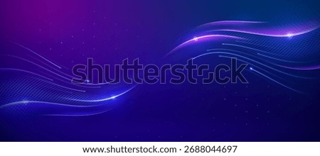 Purple and blue futuristic data waves flowing across a starry background