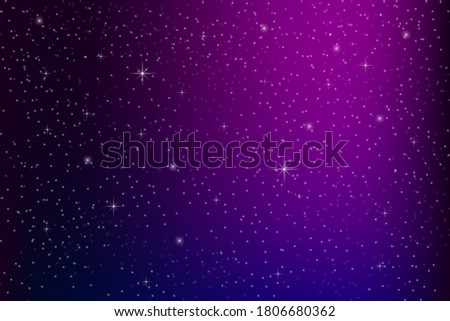 Purple blue galaxy. Sky with stars. Night space. Ethereal space background. Vector illustration.