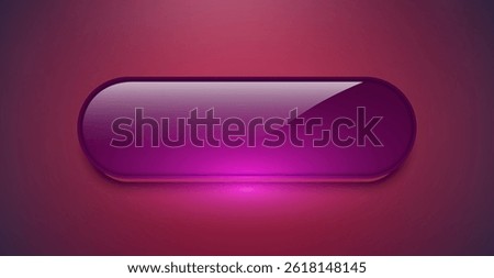 Purple and blue glossy web buttons on a glass tab vector. Modern website UI set with bright icons and blank banners. Click shapes include green, red, and orange gradient push bars.