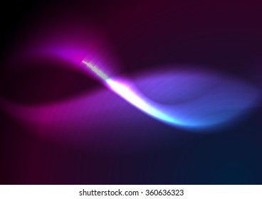 Purple and blue glow waves abstract background. Vector bright smooth curves graphic design
