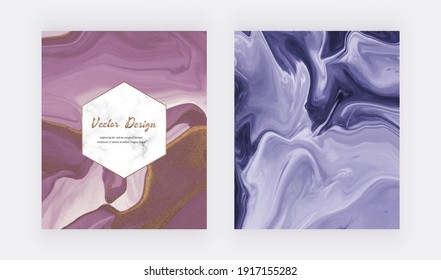 Purple and blue with gold glitter liquid ink covers for invitations 