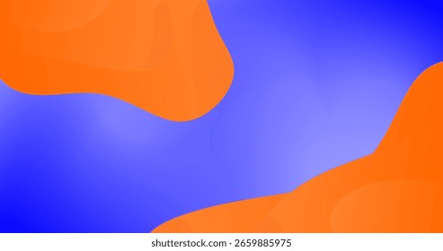 Fundo borrado abstrato de gradiente azul roxo com Gradiente laranja Fluido Forma camadas e Copiar espaço para inserir elemento
