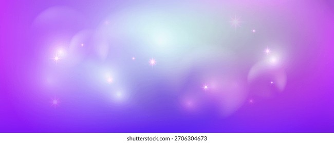 Fondo degradado púrpura y azul con bokeh ligero y destellos