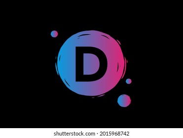 Purple blue gradient color of D initial letter design