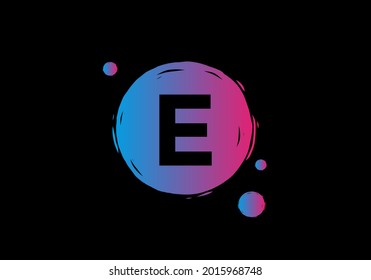 Purple blue gradient color of E initial letter design