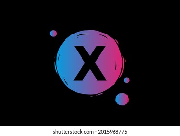 Purple blue gradient color of X initial letter design