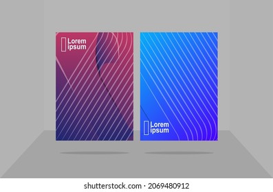 purple and blue gradient cover background with line elements, vector design trend