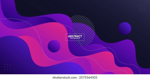 Purple and blue gradient geometric business banner design. Creative banner design with wave and line shapes for template. Vector eps10