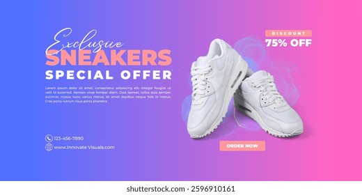 Purple Blue Gradient Sneaker Special Offer Banner