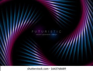 Las líneas láser moradas y azules abstraen el fondo futurista de alta tecnología. Diseño vectorial neón brillante
