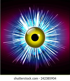 purple blue Light Abstract Technology background for computer graphic website and internet, circuit board. yellow eye