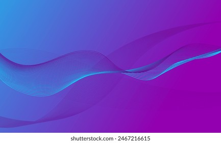 purple blue with lines wave curves on gradient abstract background