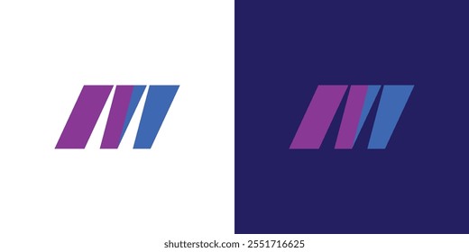 El logo M púrpura y azul presenta un diseño de panel cuadrado. Representa la industria y la automoción, la pintura y el barniz. El logotipo da una impresión moderna, simple y elegante.