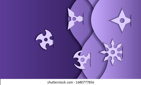 Purple Blue Ninja Background Vector Shuriken