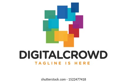 Purple blue orange square combination mark logo design concept suitable for gallery product art.