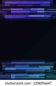 purple blue overlap pixel speed in dark background, geometric layer motion backdrop, simple technology template, vector illustration