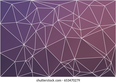 Purple blue pink abstract low poly geometric background with white triangle mesh.