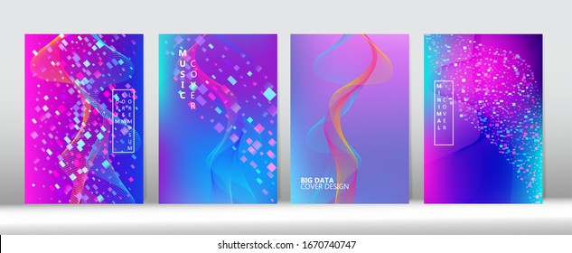 Diseño de la tapa del vector ciber rosa morado azul. Diseño de portada de música de formas fluidas 3D. Superposición de degradado futurista. Colorful Computing Fondo de escritorio de música Big Data Tech Neon Background. Juego de tapas mínimas.