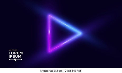 Purple Blue Play Sign. Neon Glow Triangle Play Icon. Design for Banners, Web Pages, Presentations. Vector Illustration.