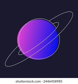 Purple and Blue Saturn Icon on Black Background
