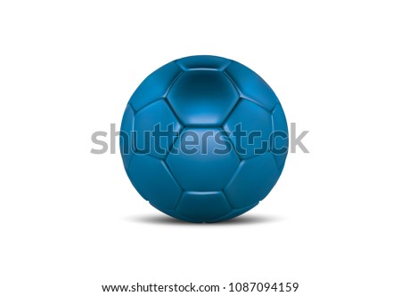 Purple blue soccer ball on white background. Realistic 3d Blue football ball. Blue football ball.