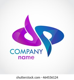 purple blue square abstract logo / vector illustration
