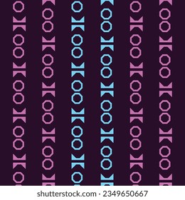 Ein violettes und blau gestreiftes Muster mit schwarzem Hintergrund