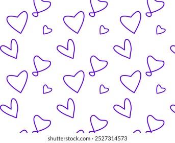 El corazón azul púrpura del golpe Formas diseño inconsútil. El corazón ama el diseño del Vector del patrón del doodle. Cariño. Devoción. Obsesión. Posesivo. 
