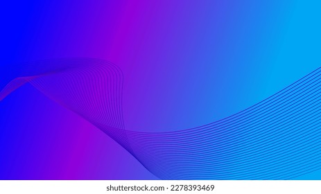 Purple blue tech wavy lines color gradient background vector illustration