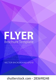 Purple blue Triangle polygonal vector background brochure template flyer design for A4 paper size with space for text and message design