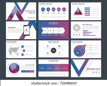 Purple blue triangle presentation templates, Infographic elements template flat design set for annual report brochure flyer leaflet marketing advertising banner template