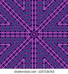 Vector geométrico morado azul violeta sin fisuras con elementos triangulares, impresión textil étnica. Patrón de batik geométrico sin soldadura, diseño de impresión de tejido de textura triangular
