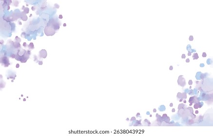 purple and blue watercolor splash paint frame and border on white background