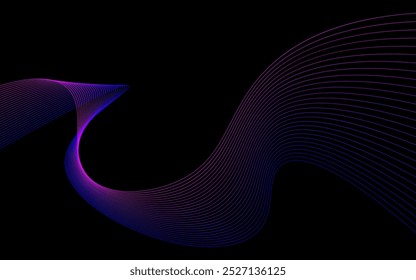 Una onda púrpura y azul con un fondo negro