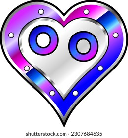 Purple, blue and white metallic heart with letters O and O, shiny vector illustration, amazing love, passion and happiness vector, illustration for valentine couple. God is good!