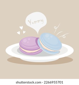 diseño vectoral de macarons con color púrpura y azul