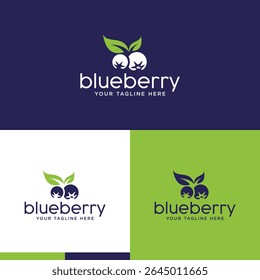 purple blueberry fruit logo design