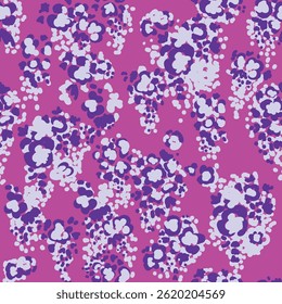 purple Blur Floral Pattern. Spray paint splatters vector seamless pattern. Colored ink drips, brush drops or blots. Graffiti inky splashes, inkblot spots with speckle effect. Paintbrush splotch