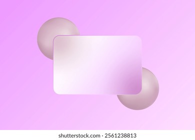 Purple blurry 3D spheres. c with Clear Glass Square Banner. Stylish banner.